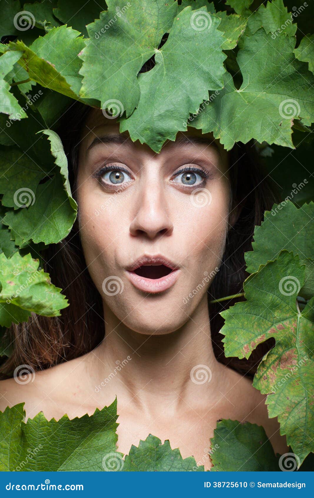 young beautiful women in leafs