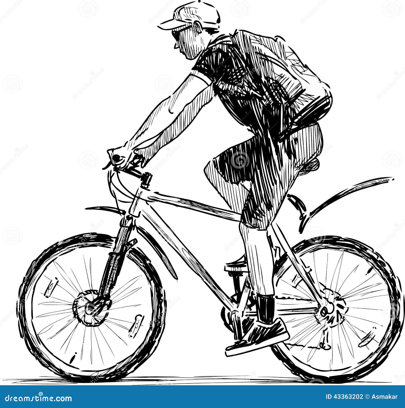 Young bicylist stock photo. Image of adult, young, drawing 43363202
