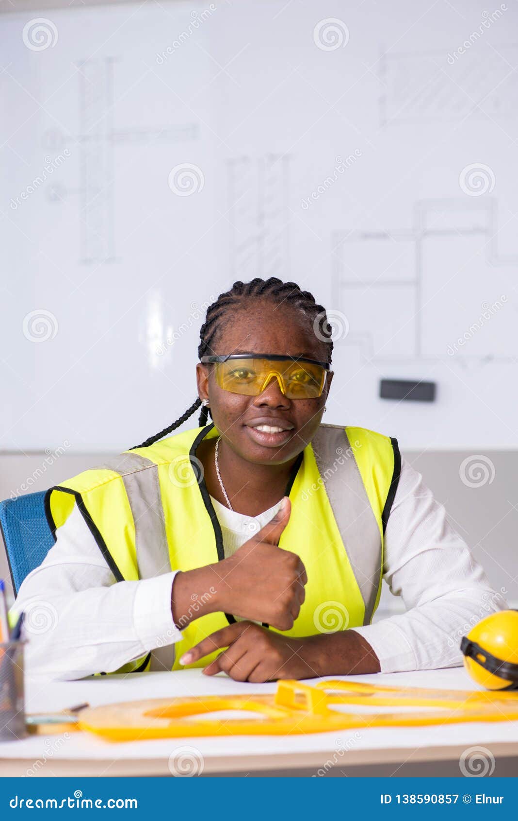 The Young Black Architect Working on Project Stock Image - Image of