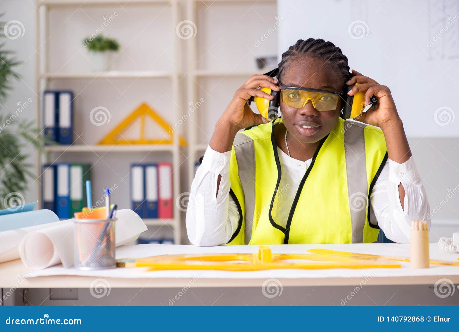 The Young Black Architect Working on Project Stock Photo - Image of