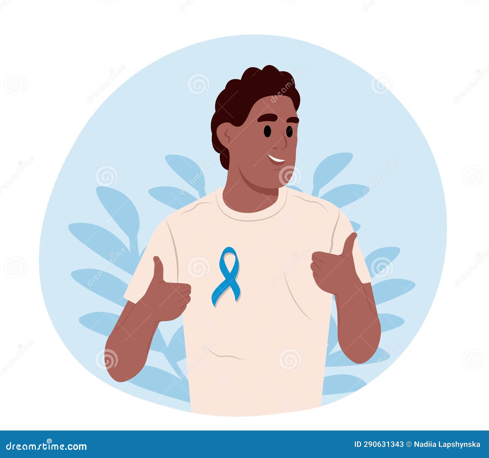 Young Black Man and a Symbol of Mens Health. Prostate Cancer Awareness