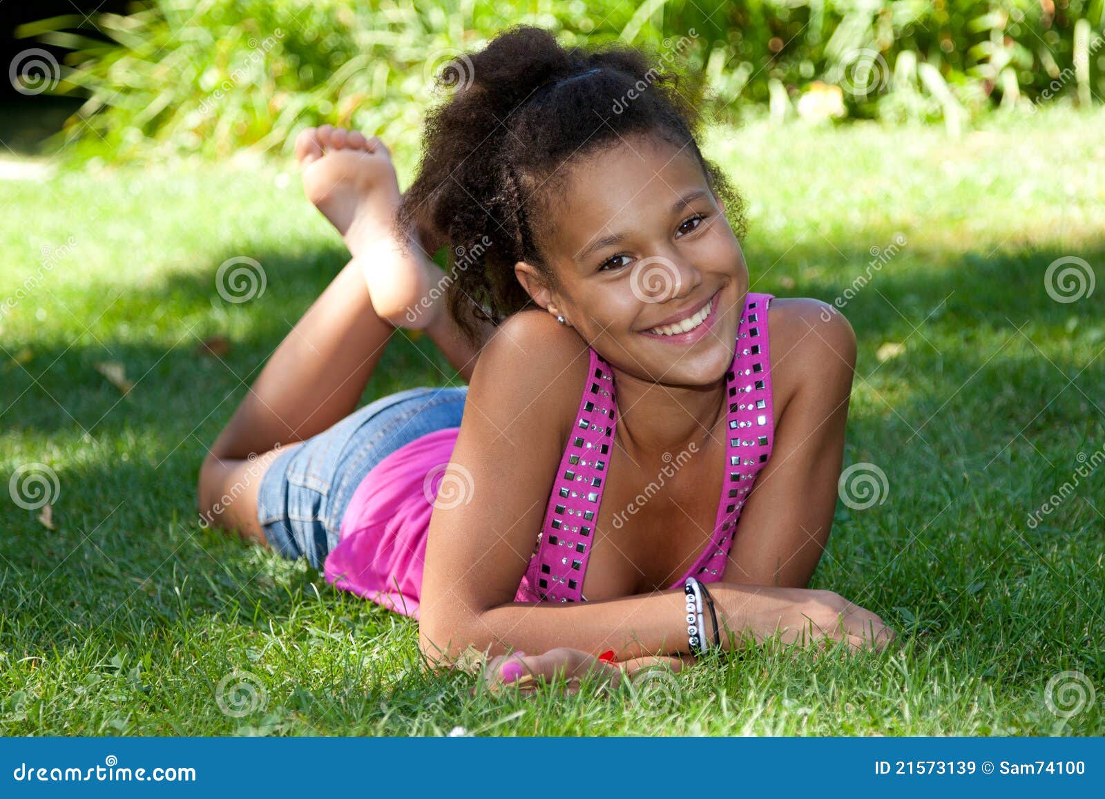 Small Black Girls Nude - Young Black Teenage Girl Lying on the Grass Stock Image - Image of  brazilian, human: 21573139