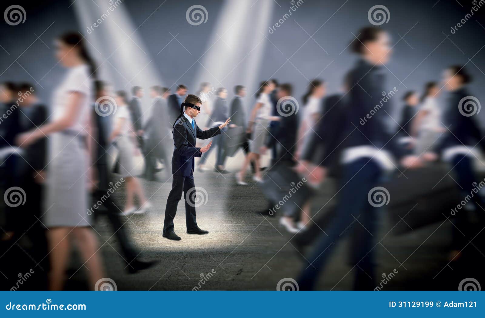 Blindfolded Man Throws Up His Hands Stock Photo, Picture and Royalty Free  Image. Image 7562056.