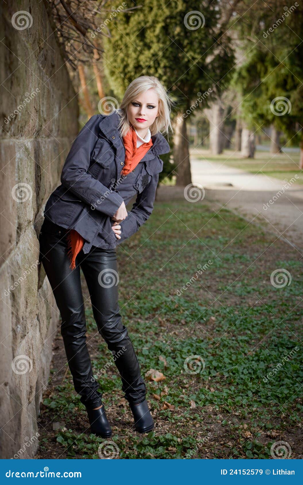 Young Blond Fashion Model Outdoors. Stock Image - Image of fall ...