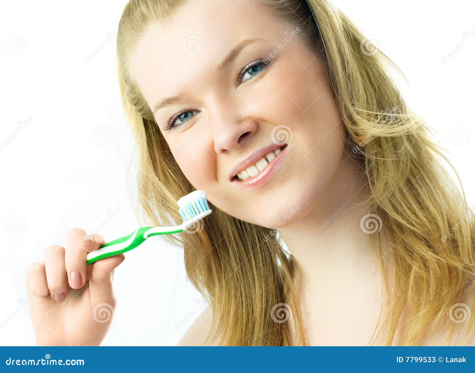 Young Blond Woman Brushing Her Teeth Stock Image Imag
