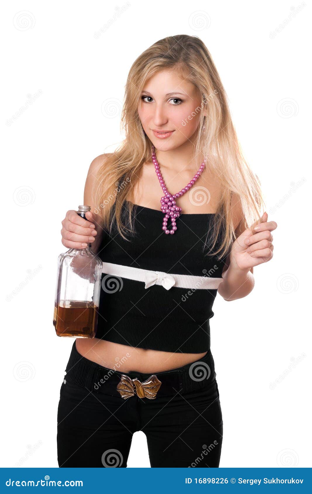 Young Blonde Holding a Bottle Stock Photo - Image of portrait, lady ...