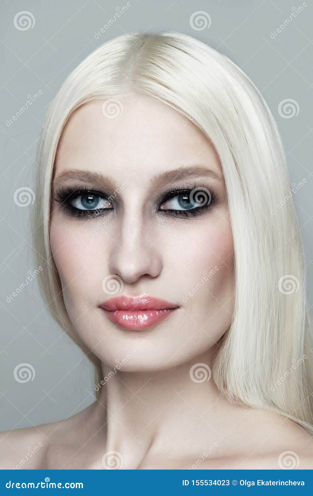 Young Blonde Woman with Smoky Eye Makeup Stock Image - Image of female ...