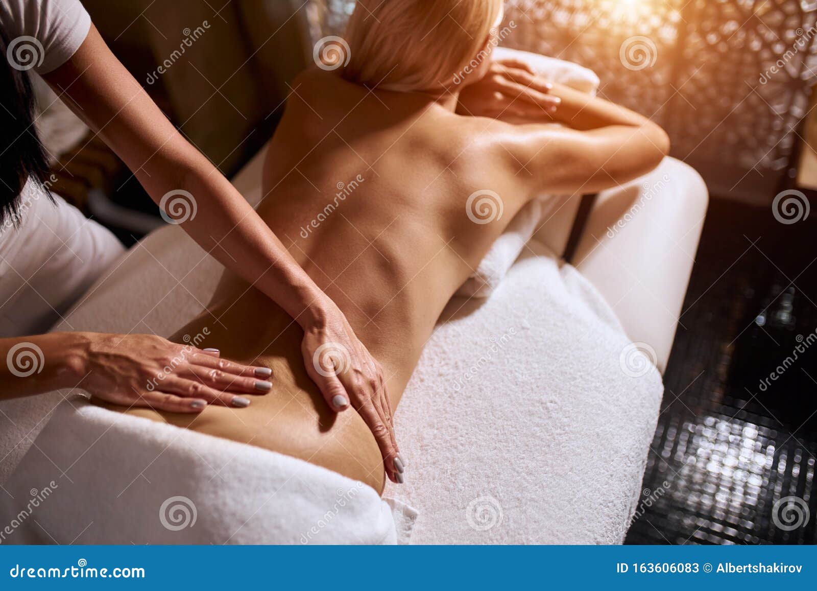 Girl Getting A Massage - Hands Massaging Her Back - A Pretty Woman