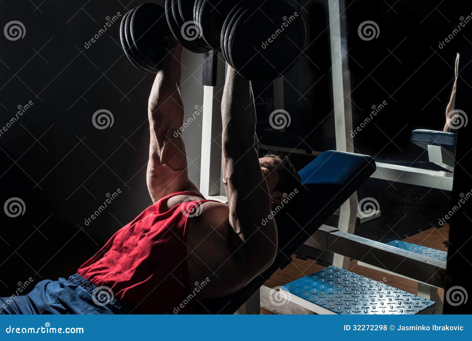 Young Bodybuilder Doing Bench Press for Chest Stock Photo Image of