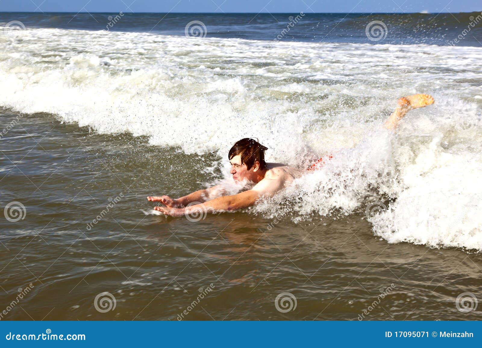 Young Boy is Body Surfing in the Waves Stock Image Image of outer