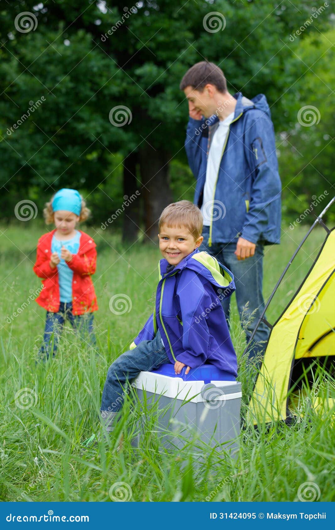 Young boy camping stock image. Image of girl, equipment - 31424095