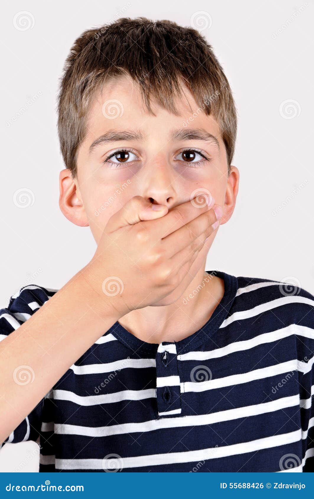Young Boy Covering His Mouth Stock Photo Image of close, person 55688426