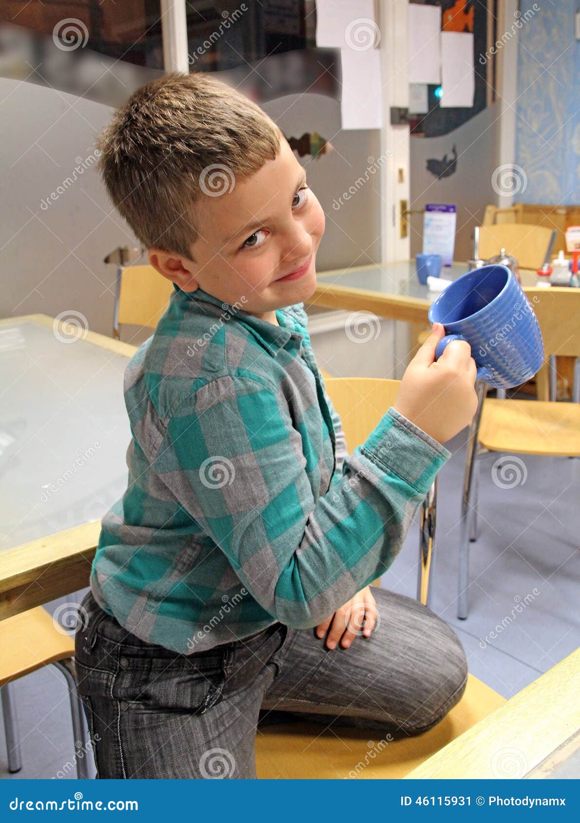Young boy drinking tea stock image. Image of beverages 46115931
