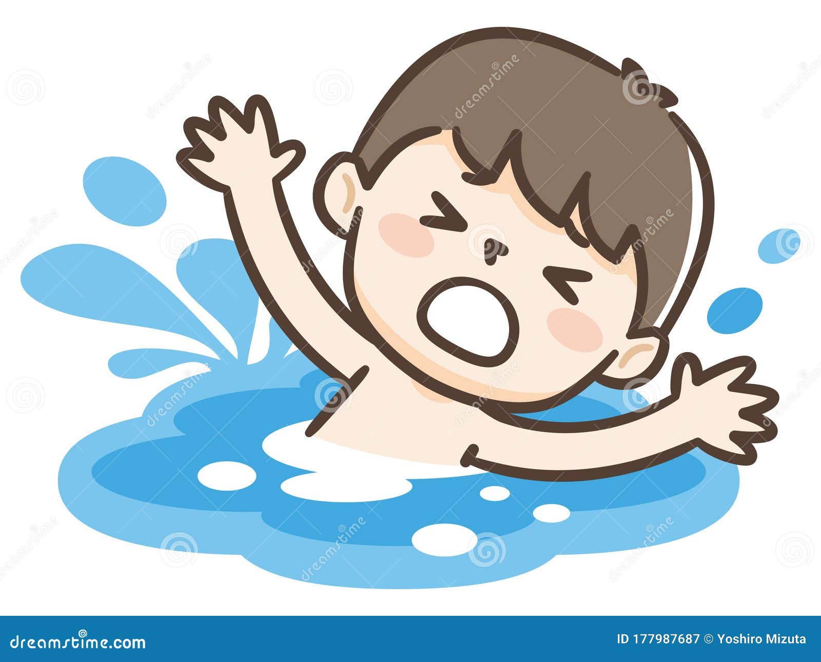 Young Boy Drowning in Water. Emergency Situation, Accident Concept ...