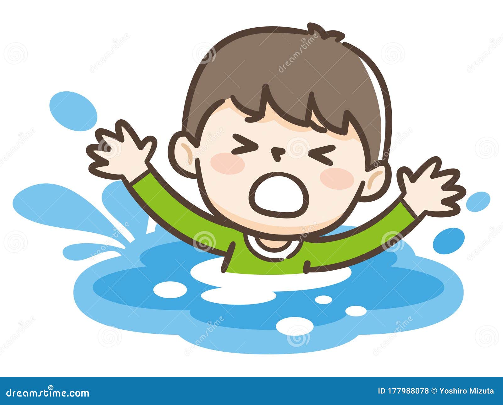 Young Boy Drowning in Water. Emergency Situation, Accident Concept ...