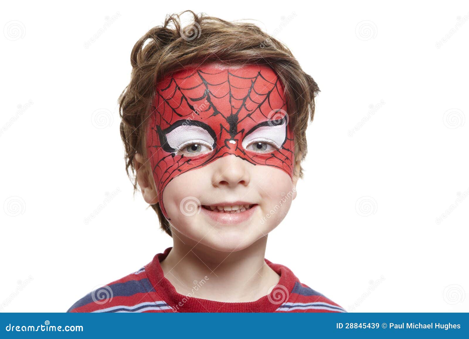 Young Boy with Face Painting Spiderman Stock Image - Image of pretty,  outfit: 28845439