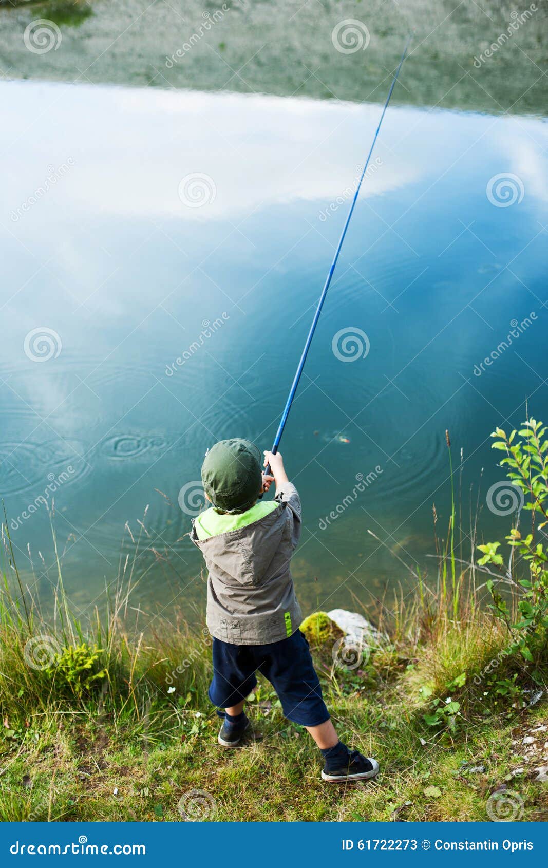 Young Boy with Fishing Pole Stock Image - Image of daylight, shoreline:  61722273