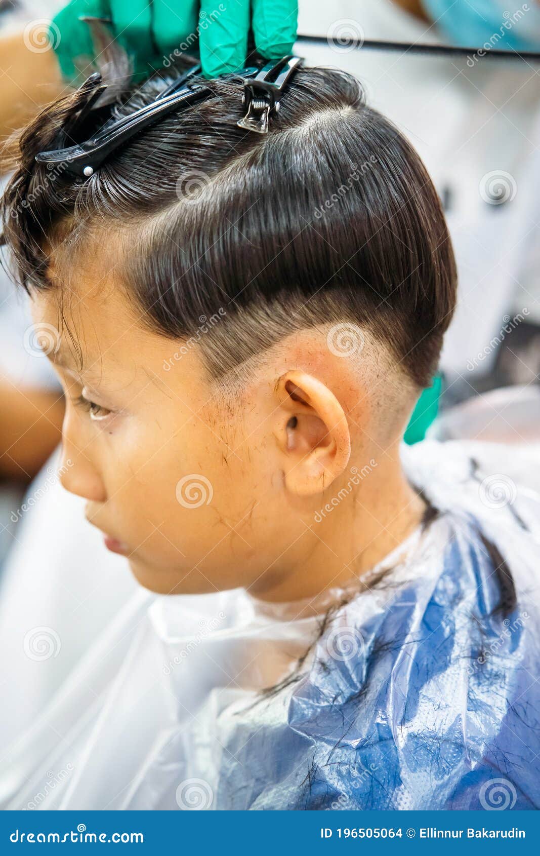 A Young Boy Getting His Hair Cut at Barber Shop, Barber Shop Rear View  Stock Photo - Image of clipper, client: 196505064