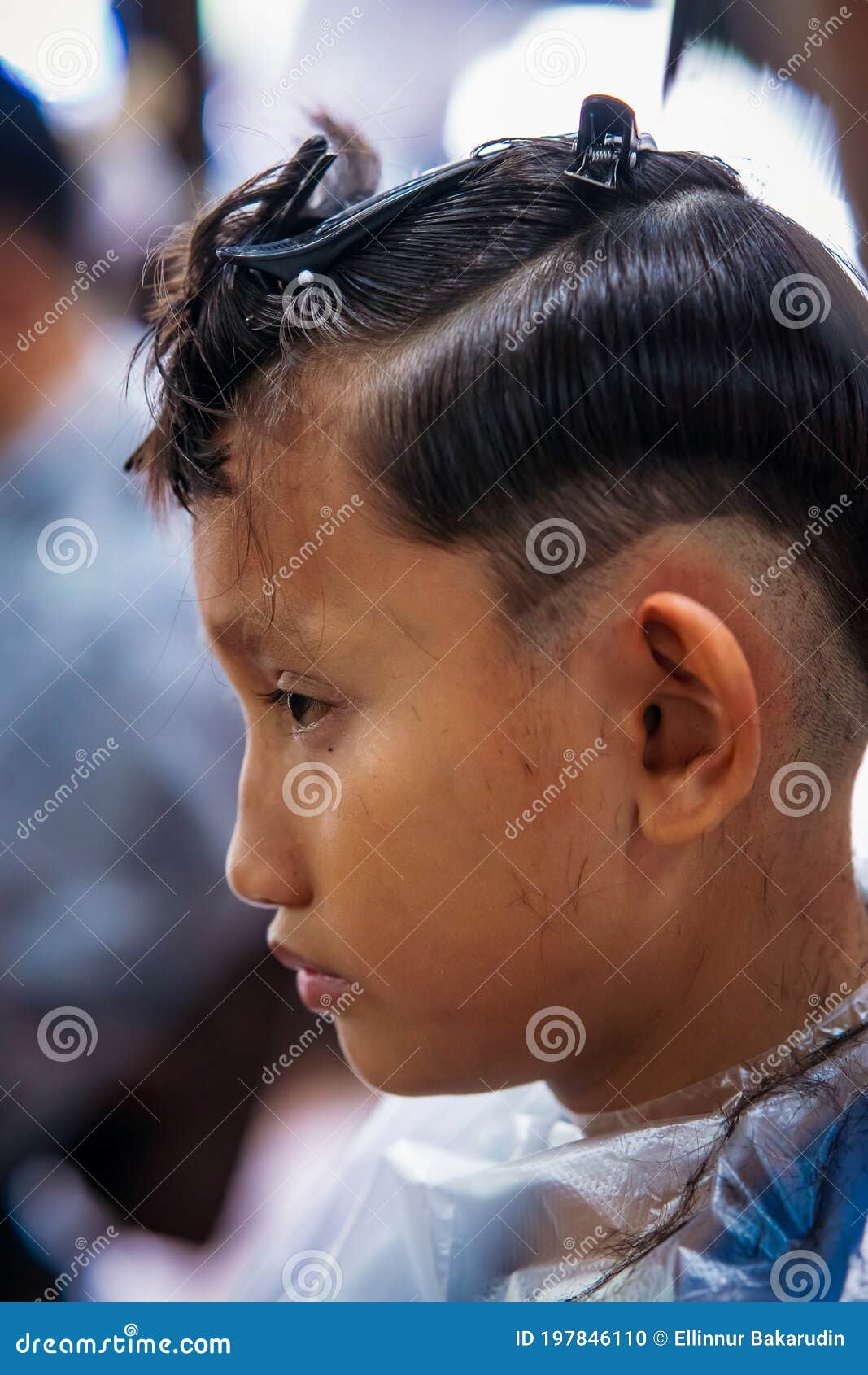 A Young Boy Getting His Hair Cut at Barber Shop, Barber Shop Rear View  Stock Photo - Image of clipper, background: 197846110