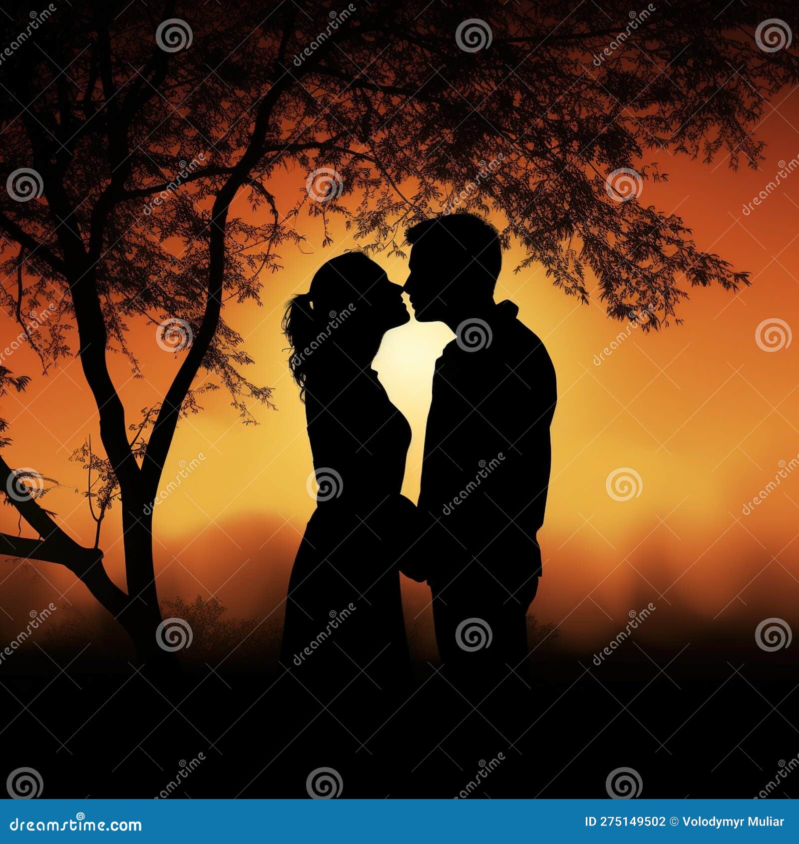 Download Anime Couple Kiss During Beautiful Sunset Wallpaper
