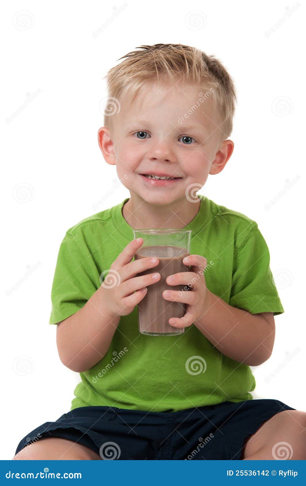 Young Boy Holding Chocolate Milk on White Stock Photo Image of person