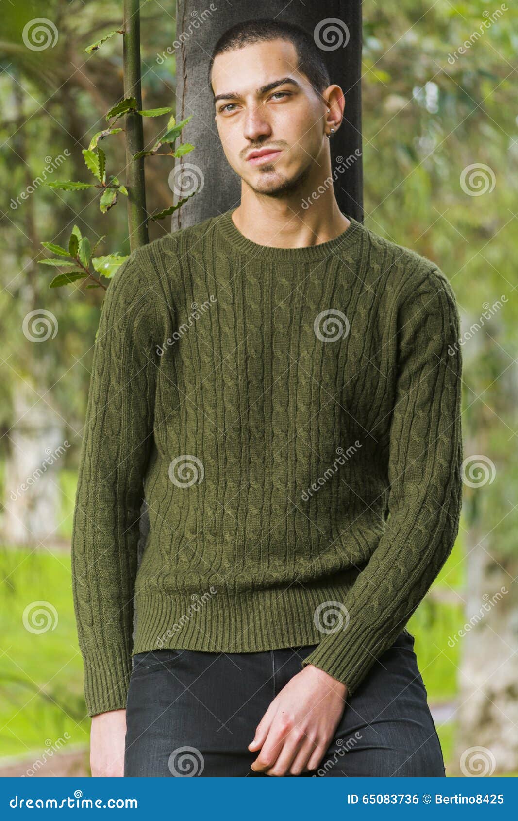 Young Boy Leaning Against Tree Stock Photo - Image of eyes, adult: 65083736