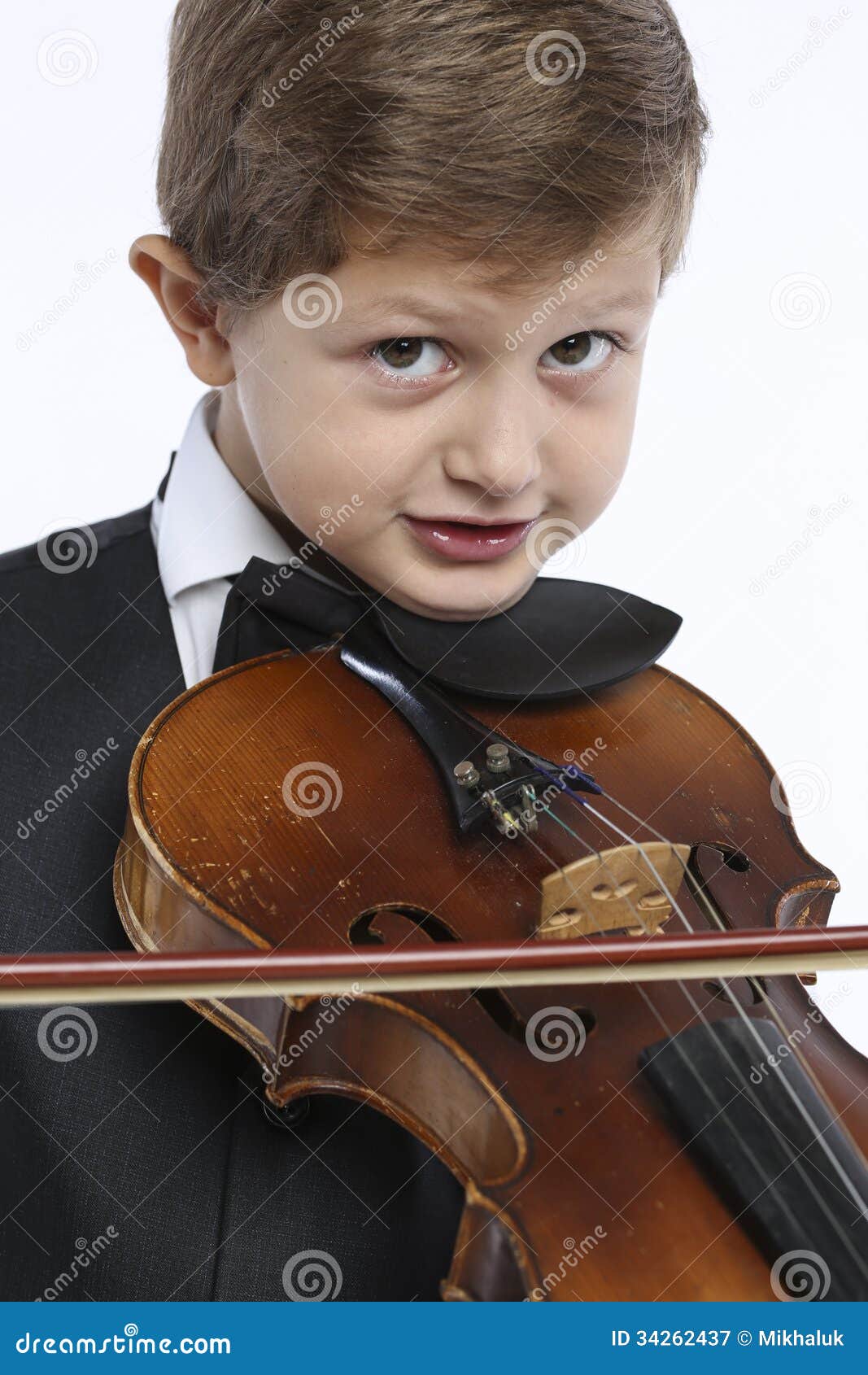 Young Boy Learns To Hold a Violin Stock Image Image of music
