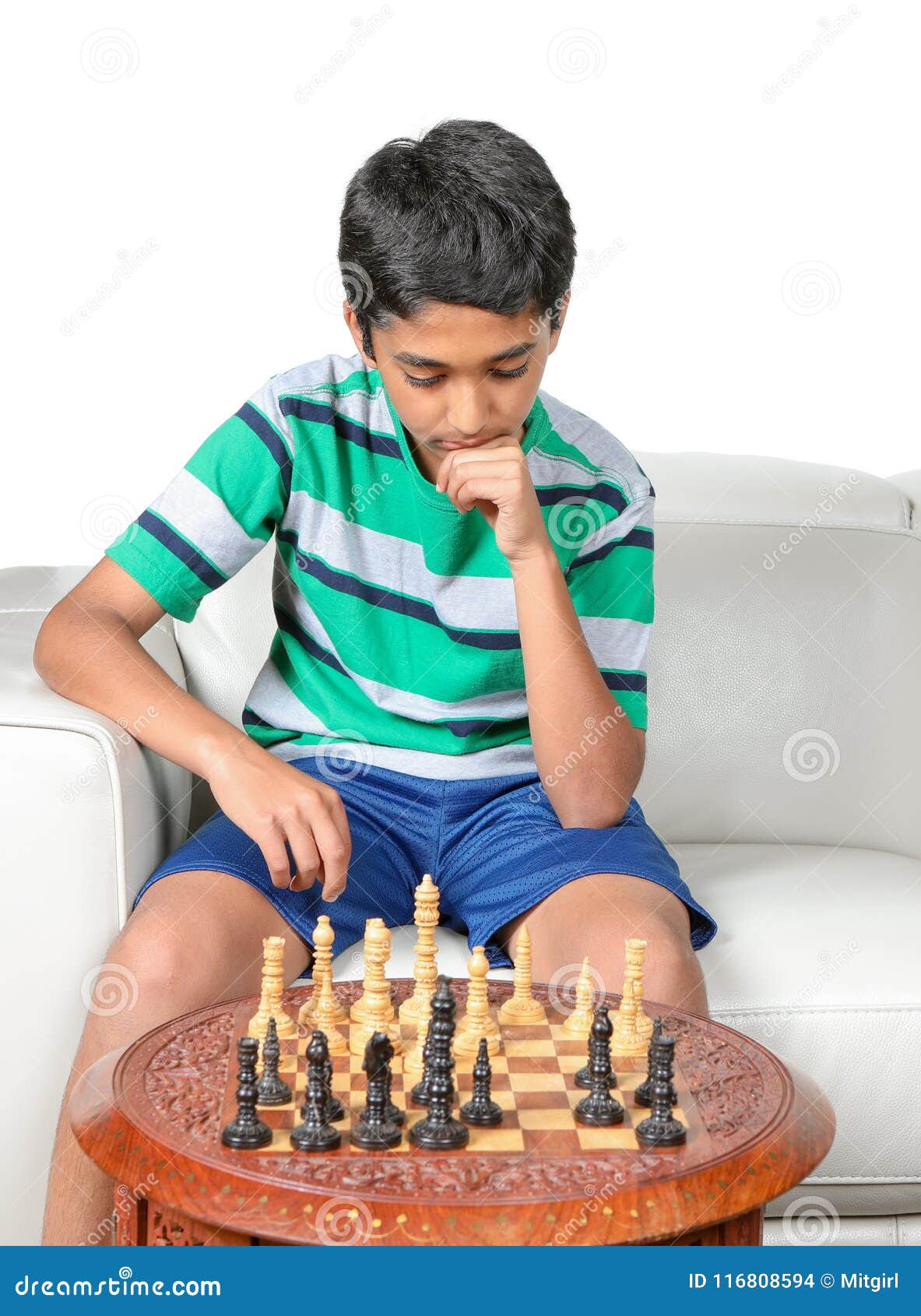 Young Boy Planning His Next Move during a Game of Chess Stock Photo - Image  of sports, india: 116808594
