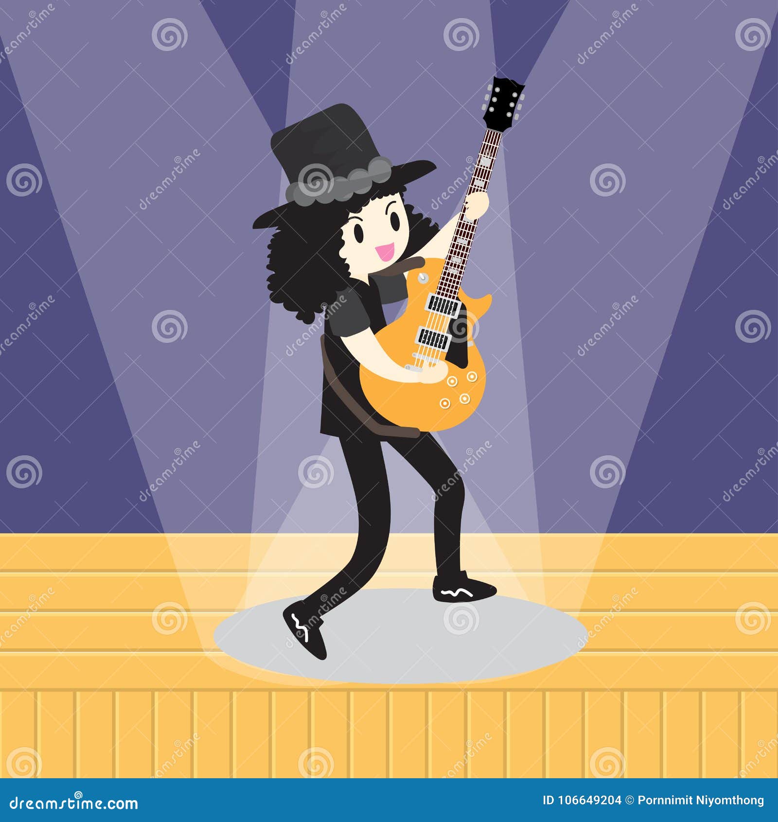 Download Young Boy Playing Electric Guitar Happy Love Music Vector ...