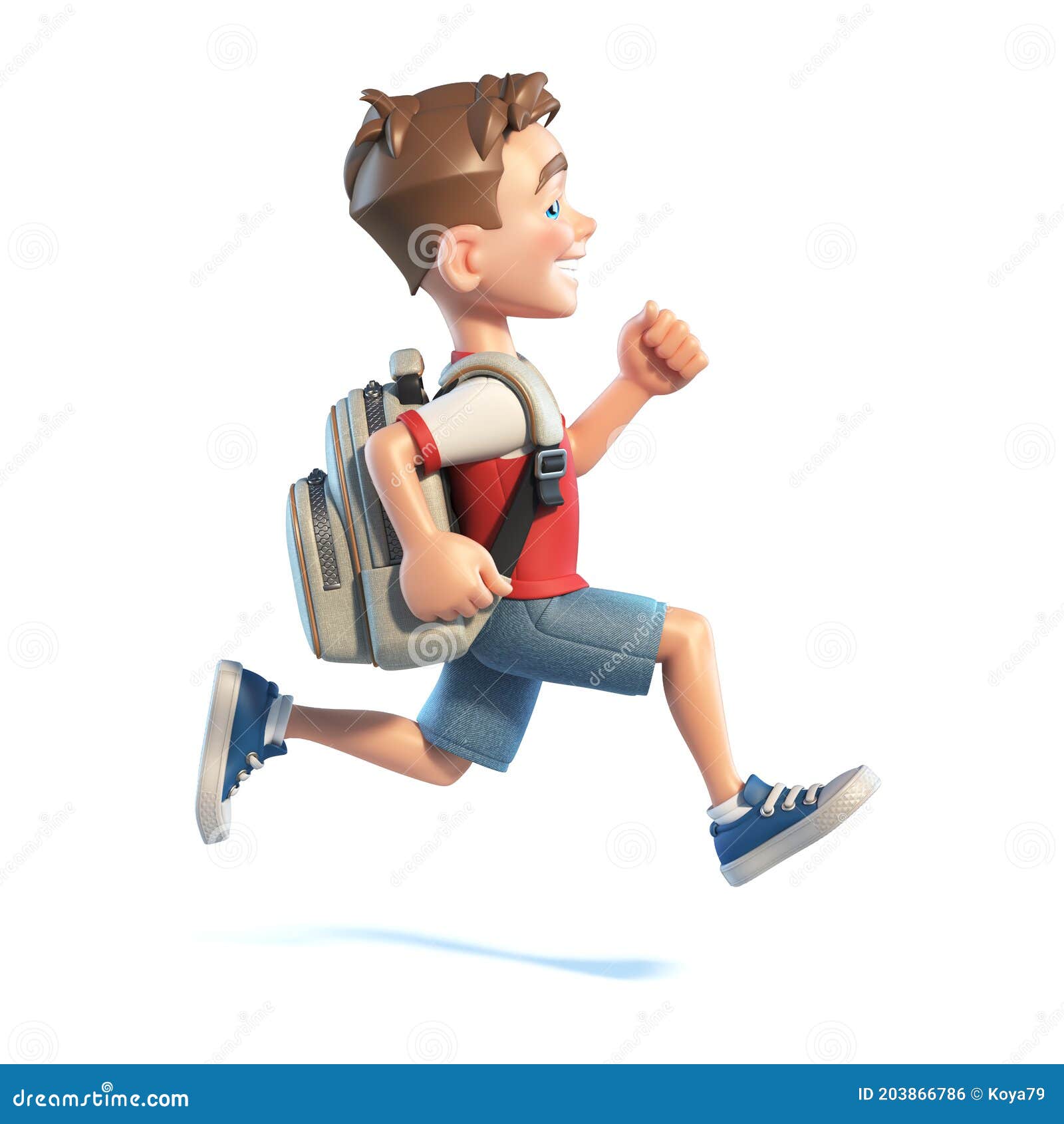 Young Boy with School Bag Running, Stylized Cartoon Character, School Kid  3d Rendering Stock Illustration - Illustration of cute, cheerful: 203866786