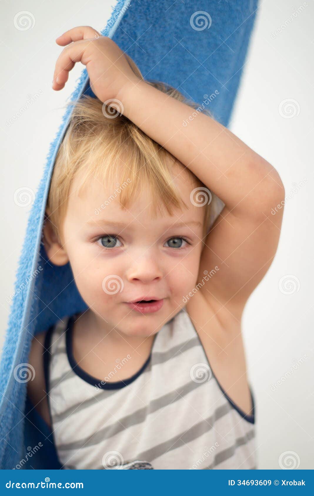 Young boy after shower stock image. Image of house, childhood 34693609