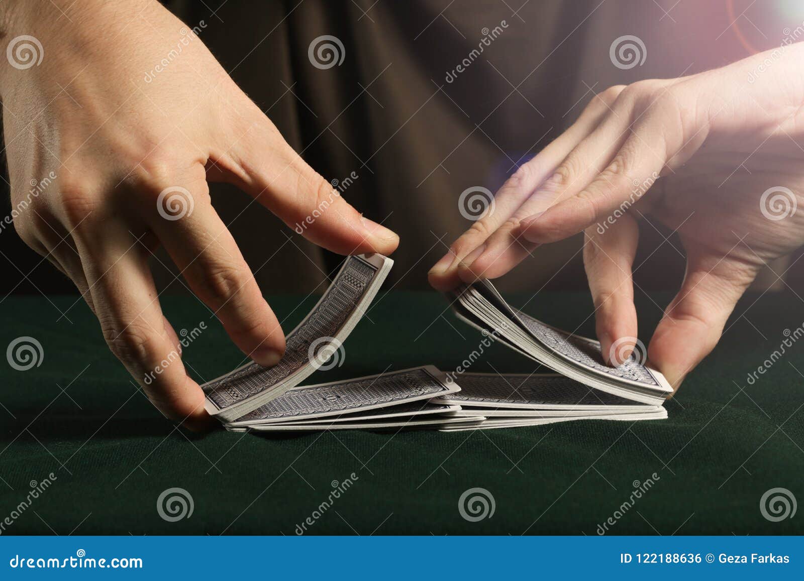 Young Boy Shuffling a Deck of Playing Cards Stock Photo Image of