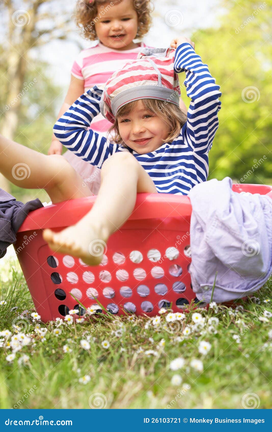 Young Boy Sitting in Laundry Basket Stock Image Image of naughty