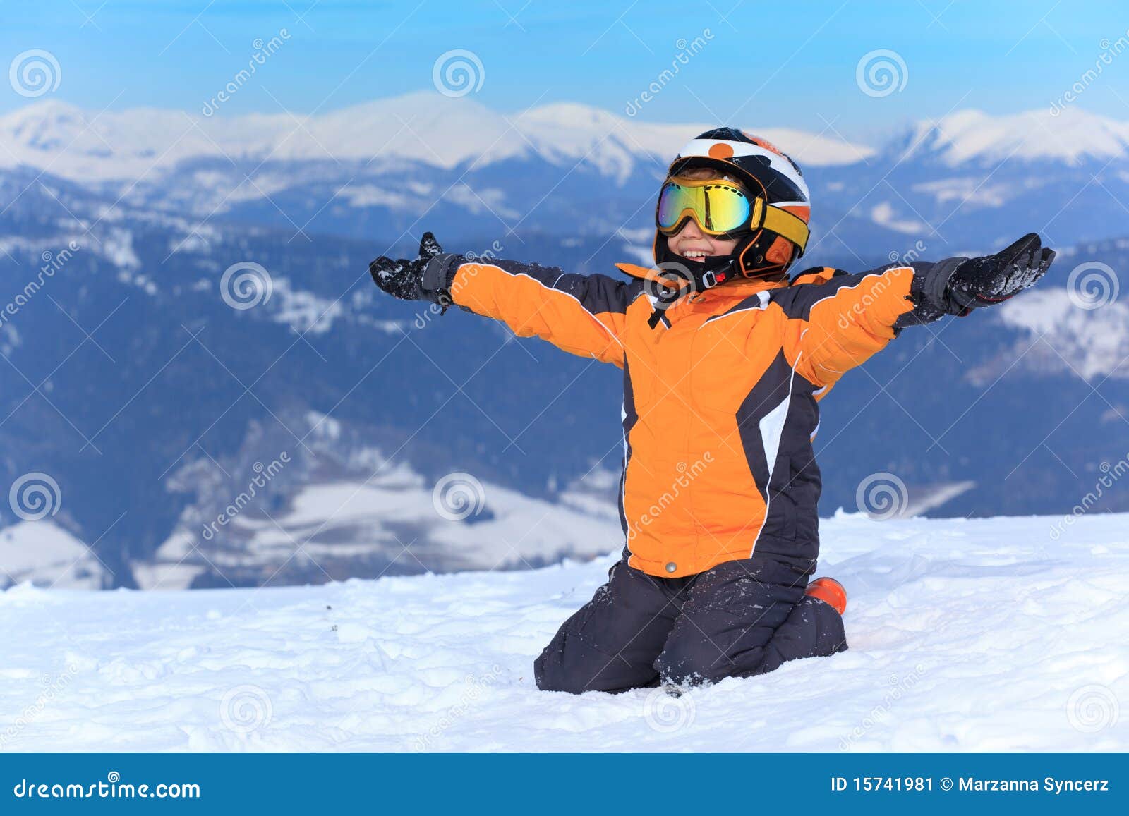 Young Boy Skier stock image. Image of arms, sits, skier - 15741981