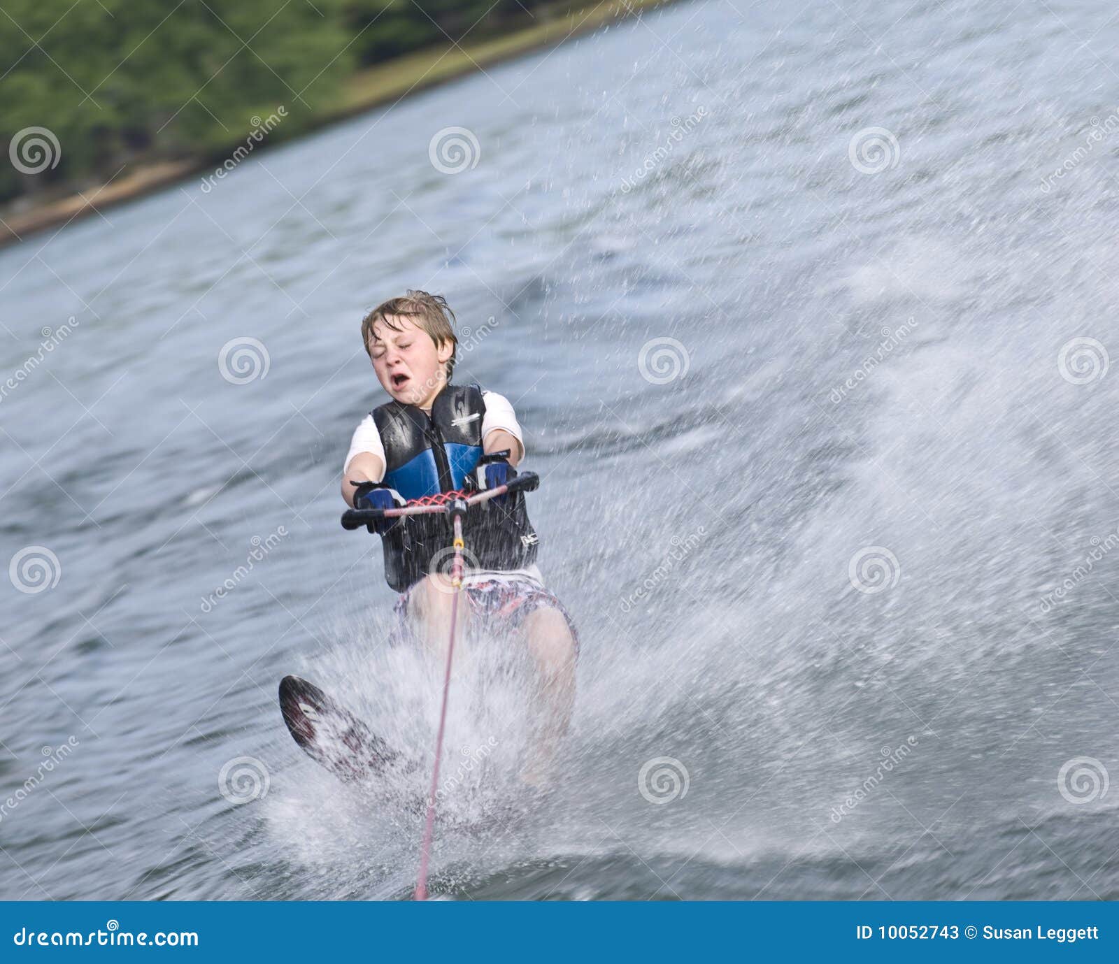 Young Boy Slalom Skier stock image. Image of lake, active 10052743