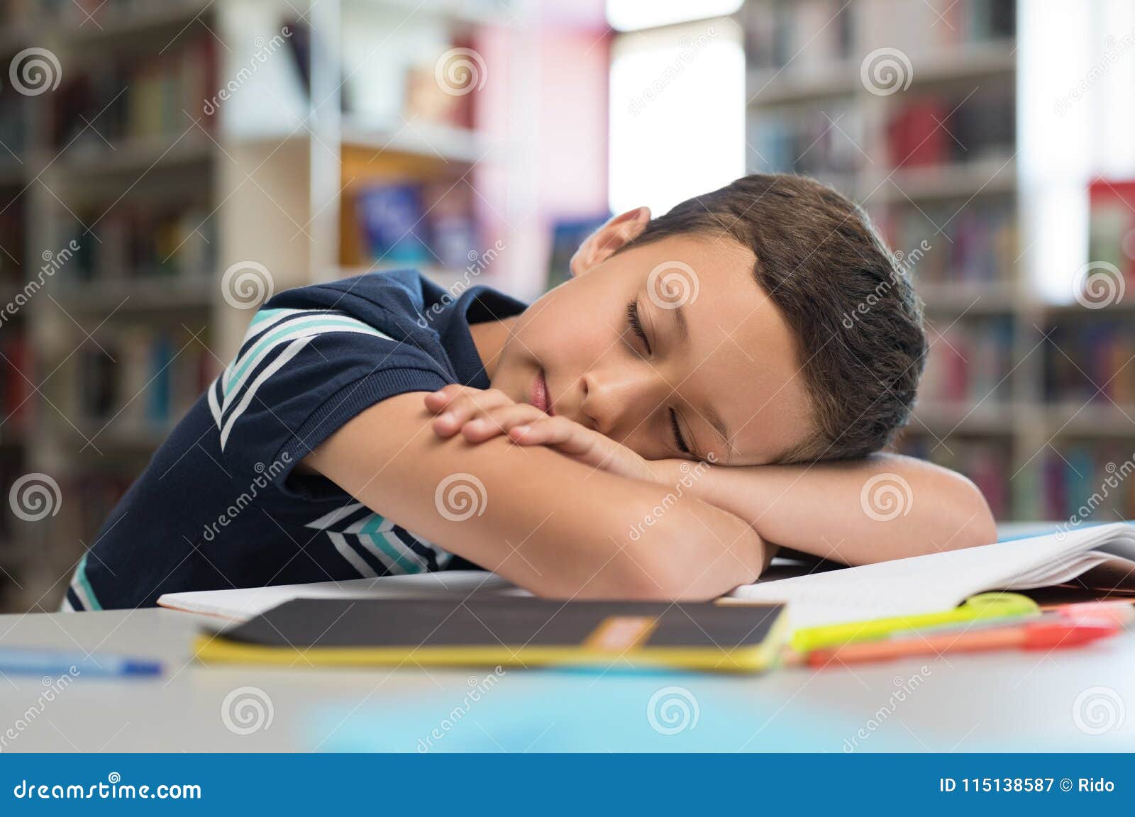 School Boy Sleeping On Books Stock Image Image Of Schoolboy