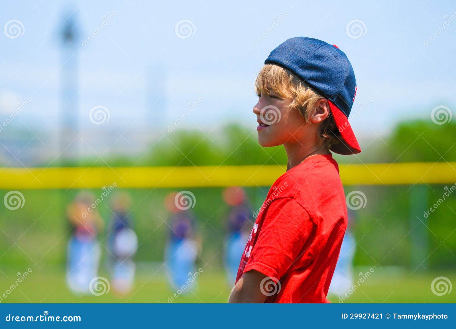 Boy Standing on Baseball Field Stock Image Image of youth, hair 29927421