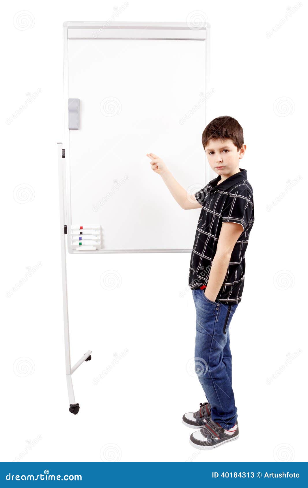 Young Boy Student and Whiteboard Stock Image Image of background