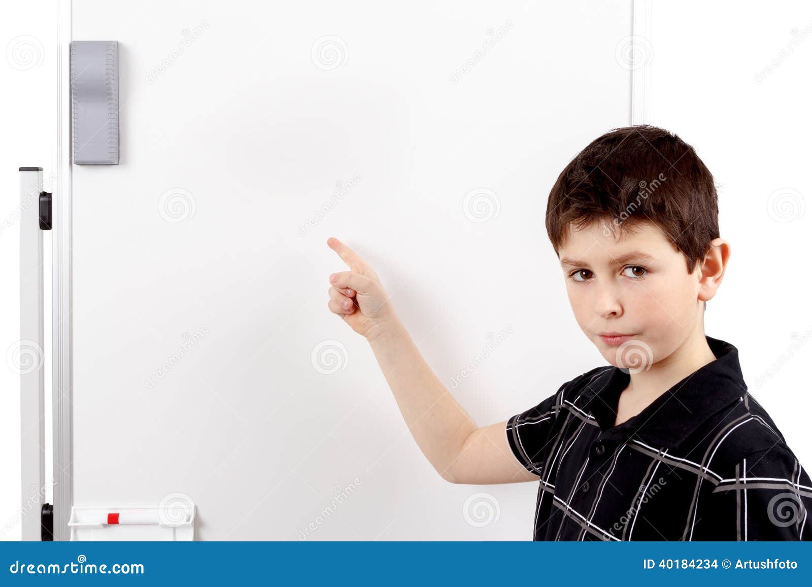 Young Boy Student And Whiteboard Stock Photography