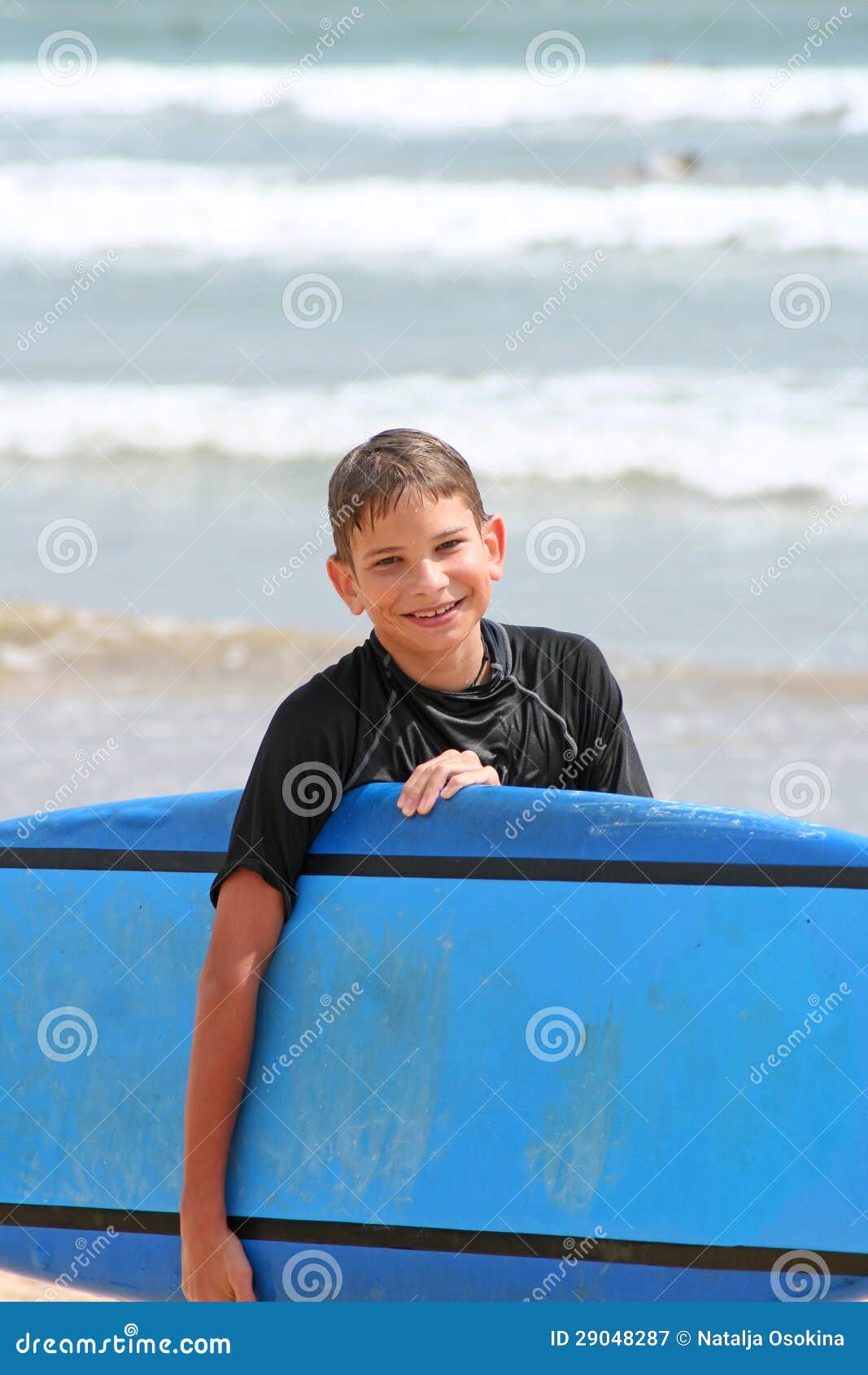 Young Boy with Surfboard stock image. Image of handsome - 29048287