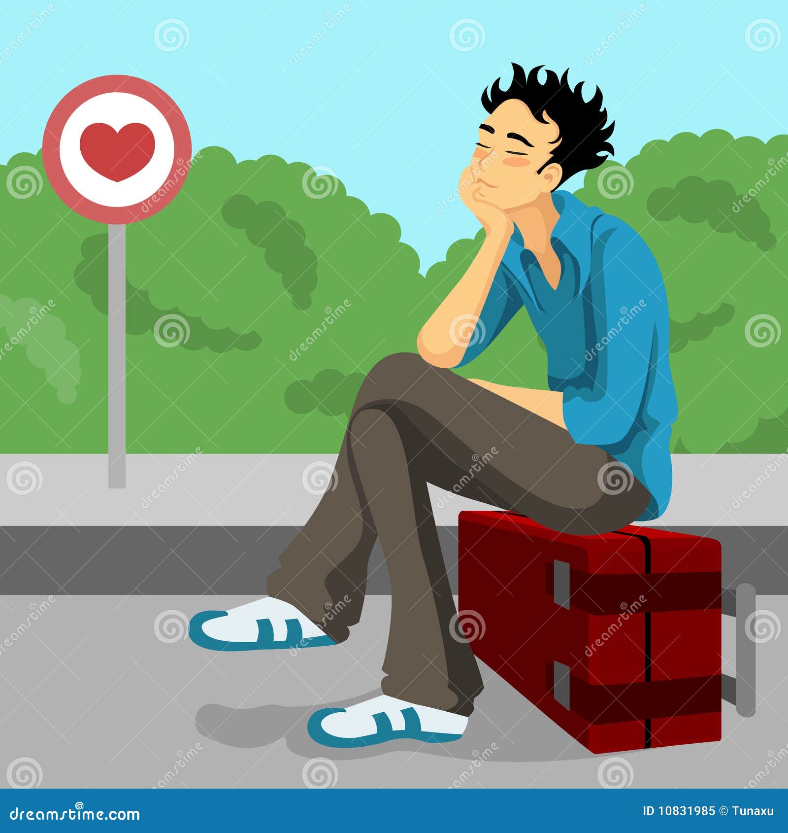 Young boy waiting love stock illustration. Illustration of fashion -  10831985