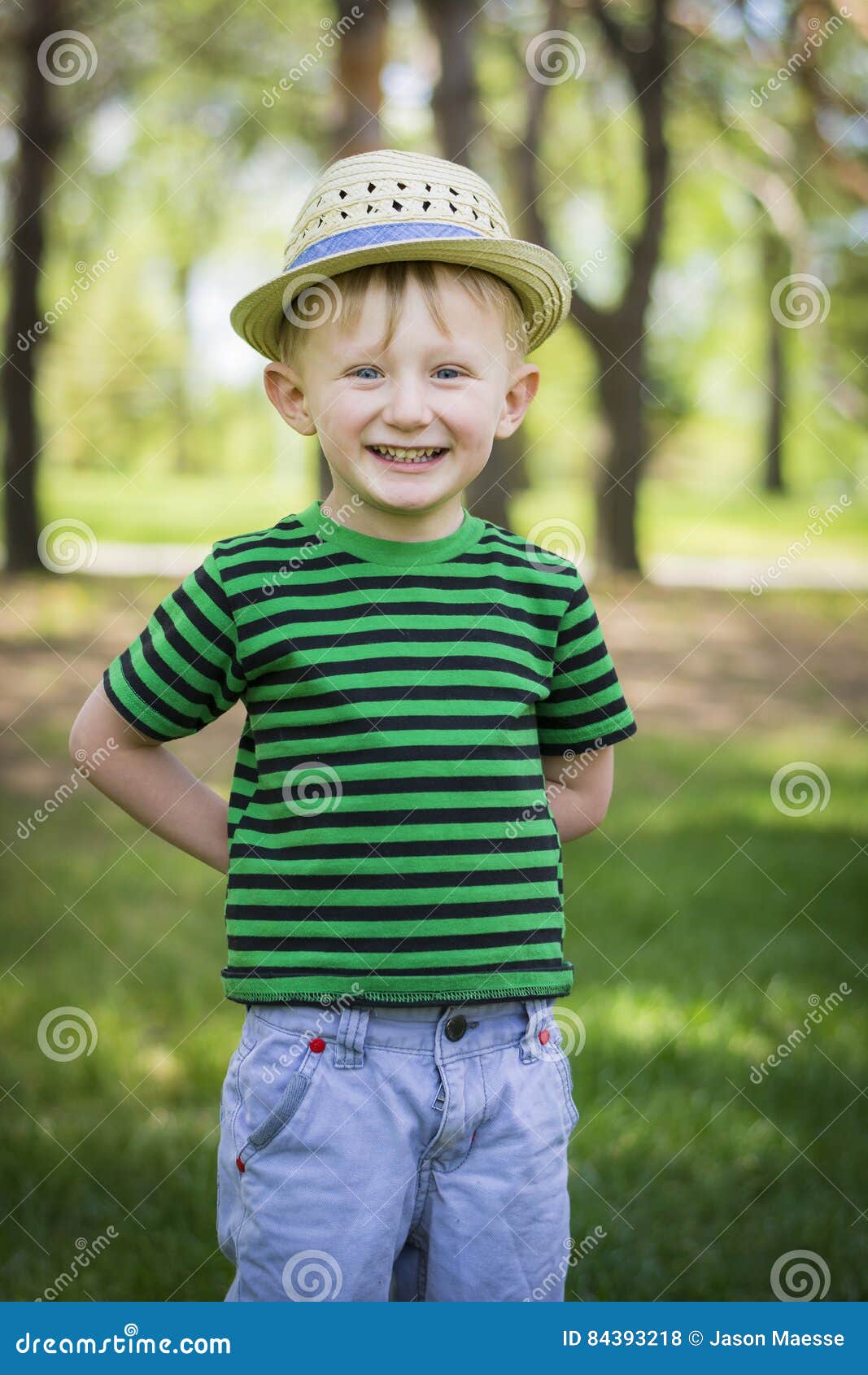 Young Boy Wearing a Fedora at the Park Stock Photo Image of standing