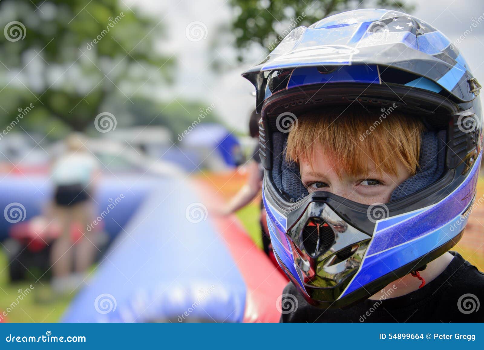 Young Boy Wearing a Motorcycle Helmet Stock Photo - Image of person