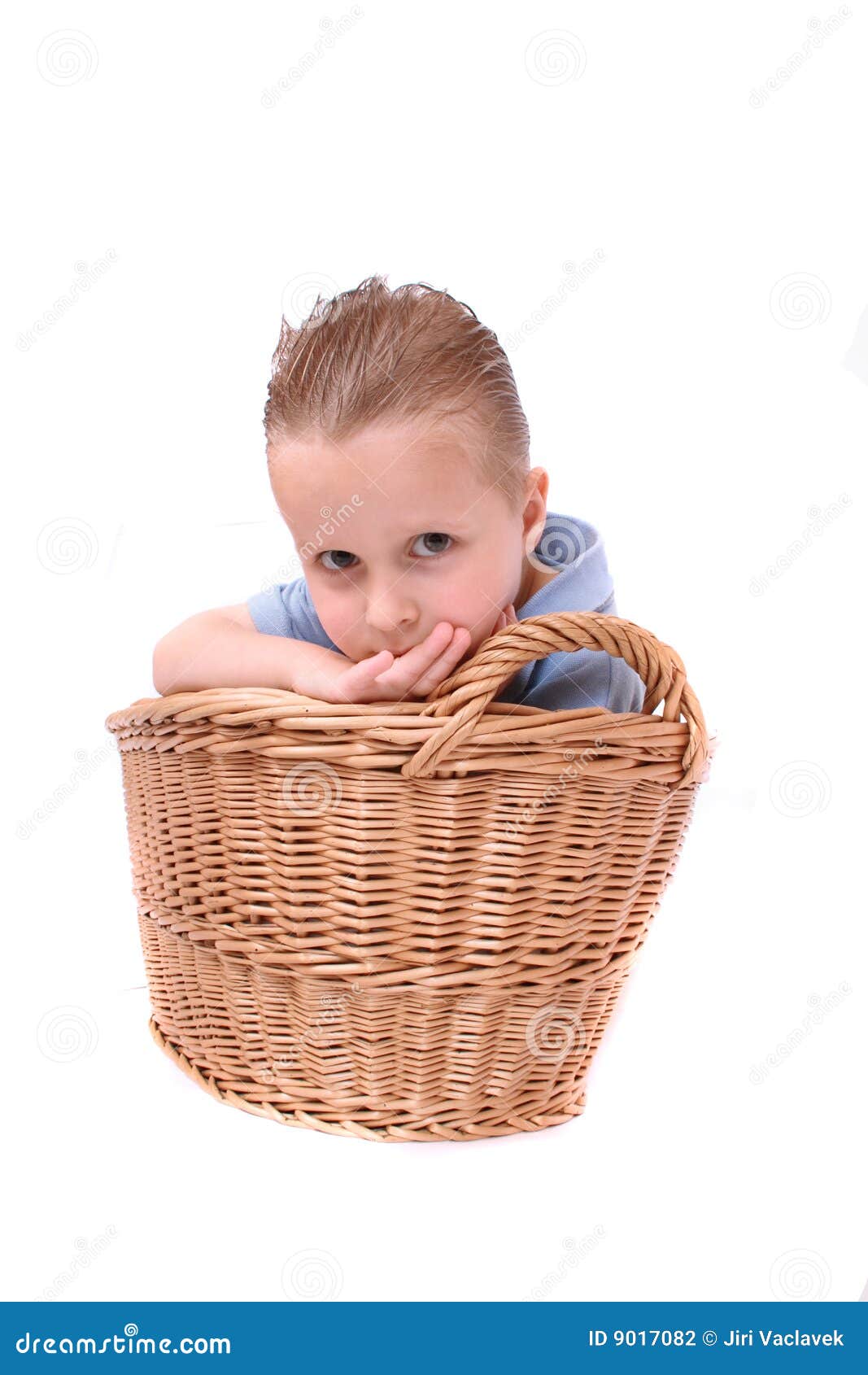 Young boy in wicker basket stock photo. Image of child 9017082