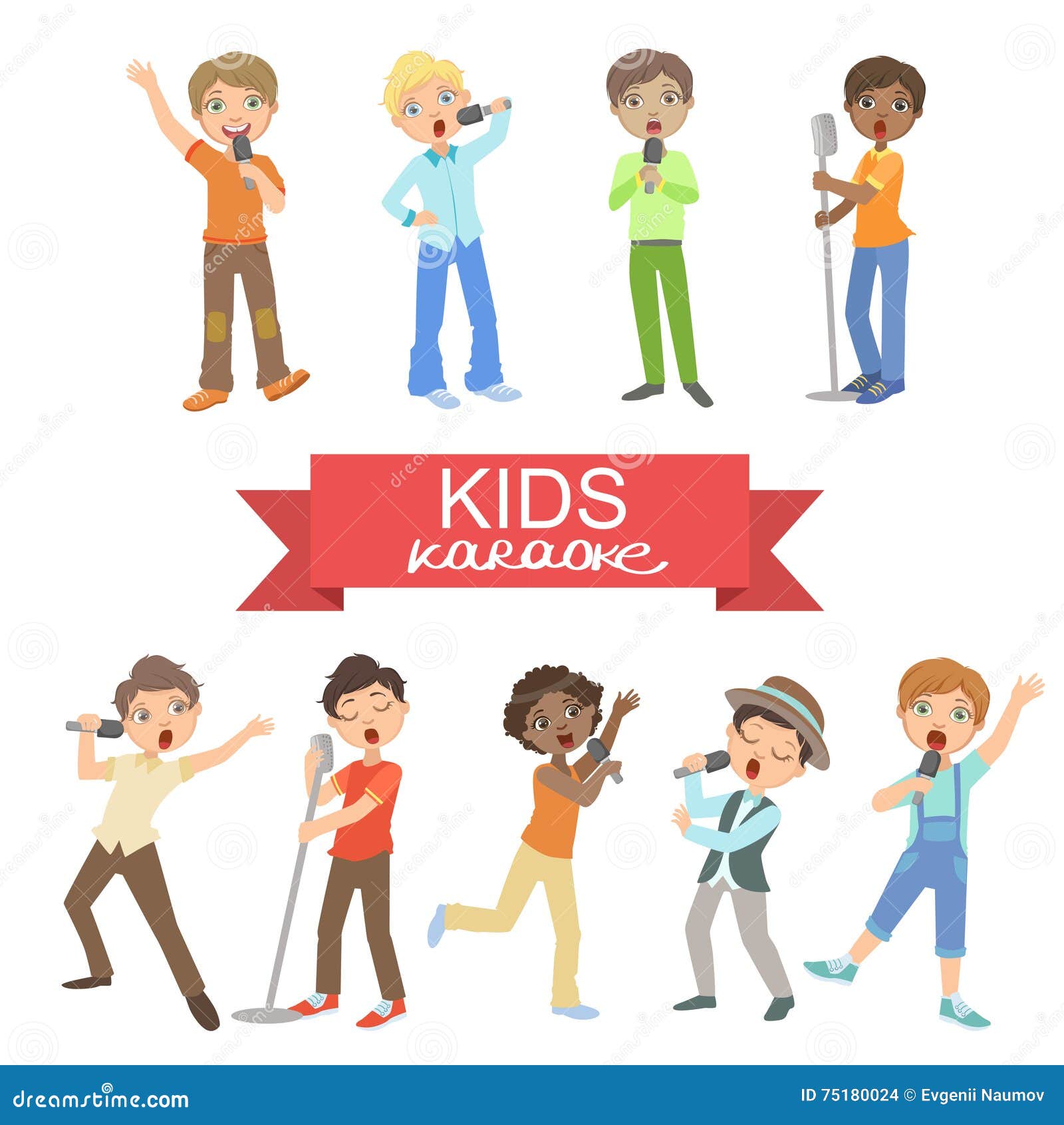 A Vector Illustration Of Kids Singing Karaoke Royalty Free SVG, Cliparts,  Vectors, and Stock Illustration. Image 12349563.
