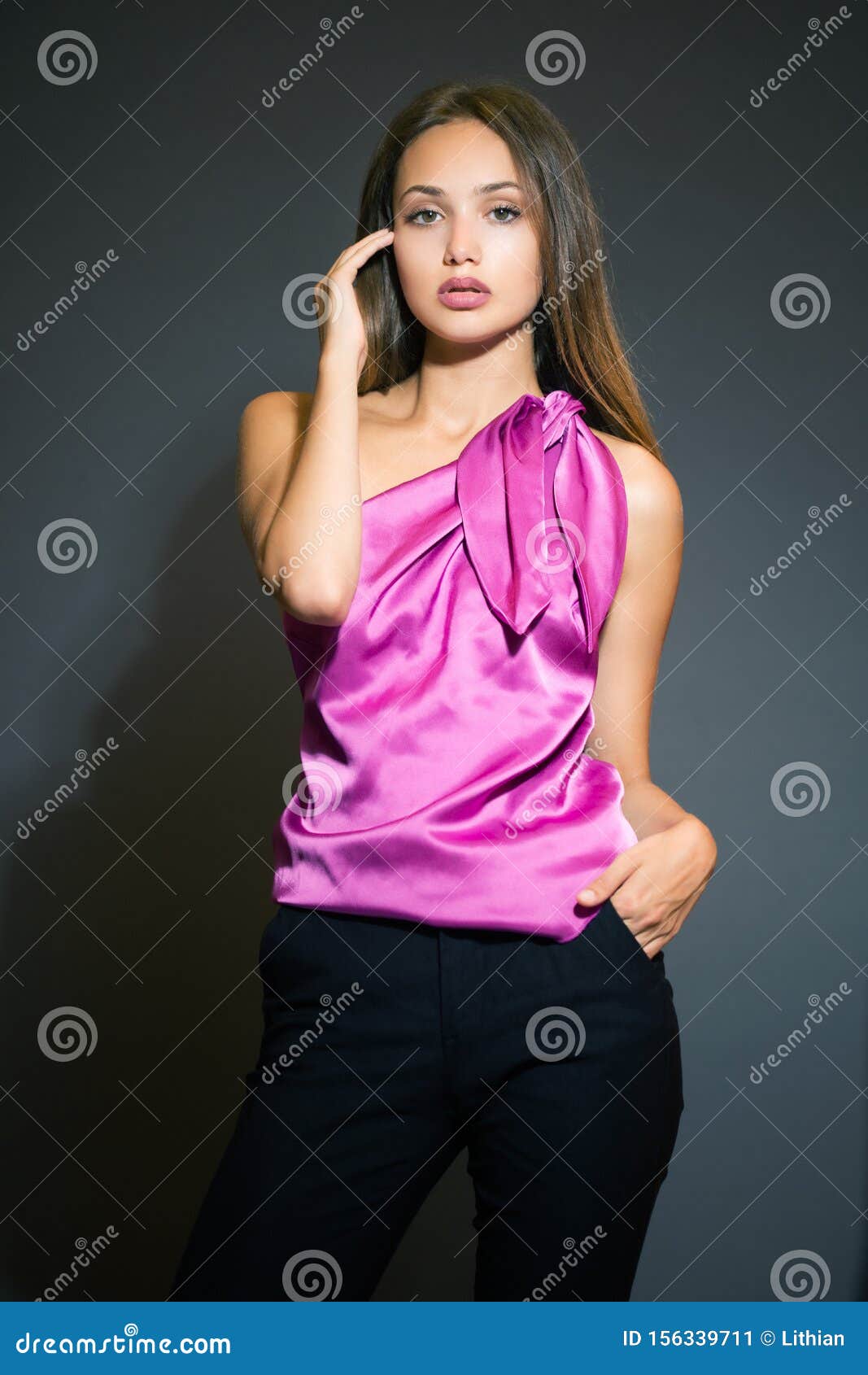 Young brunette model stock image. Image of black, pretty - 156339711