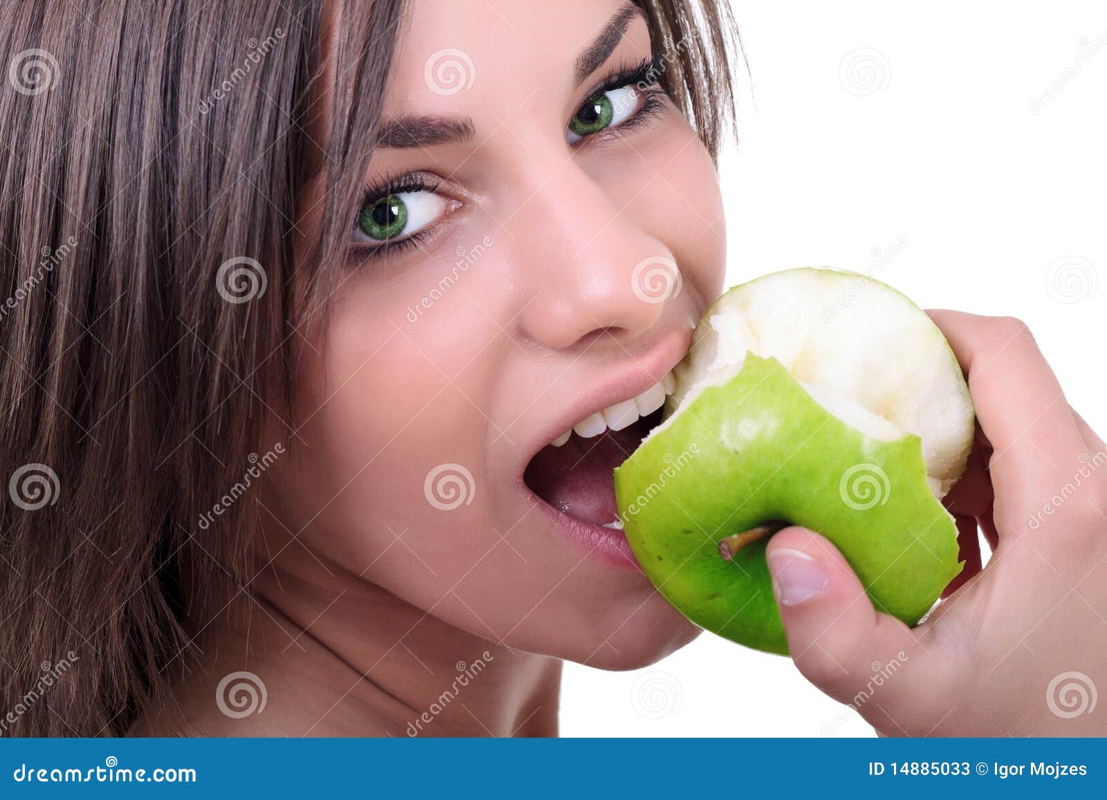 Young Woman Eating Apples Stock Image Image of female