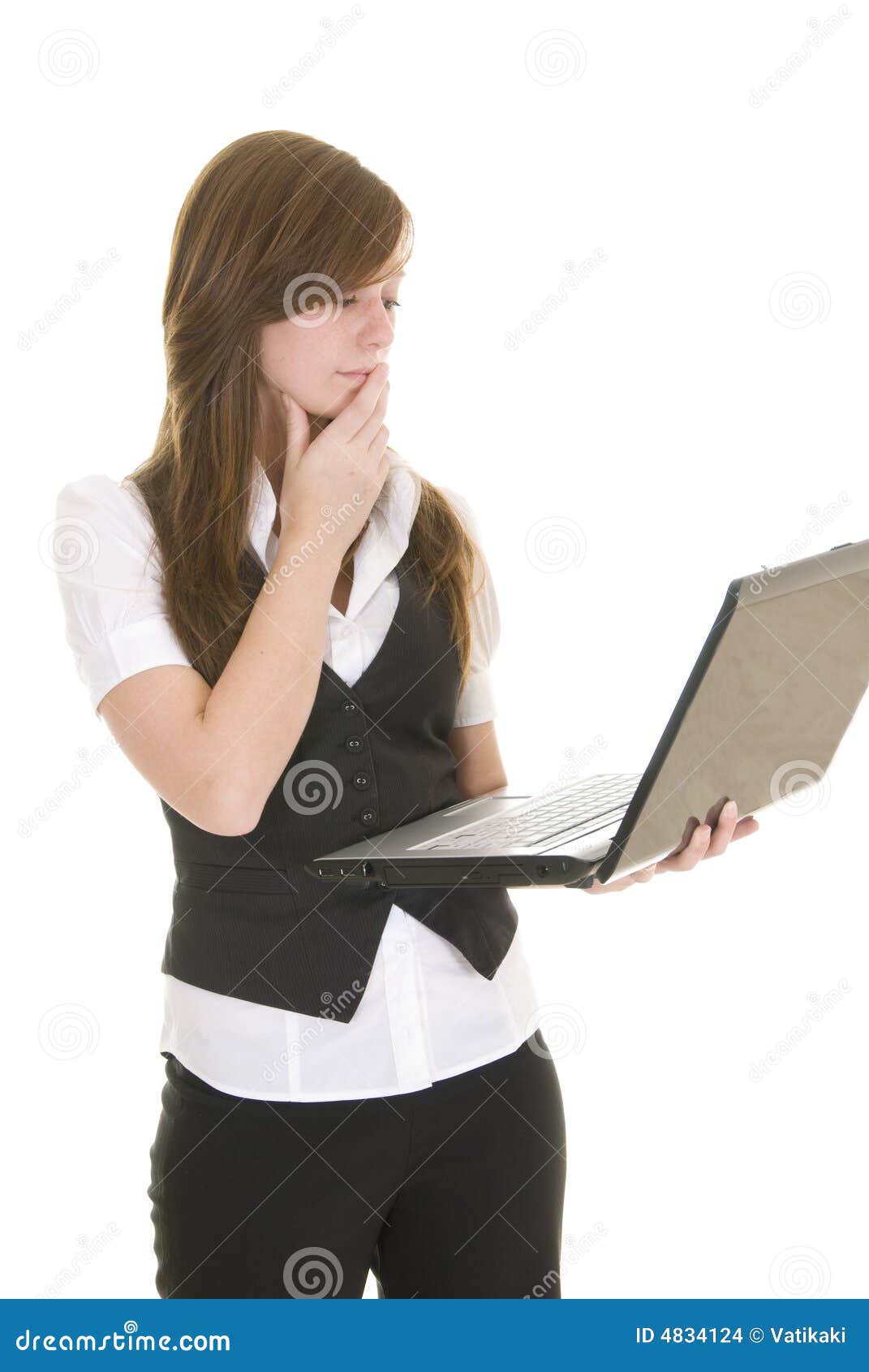 Young Business Lady with Laptop Stock Photo Image of people, female