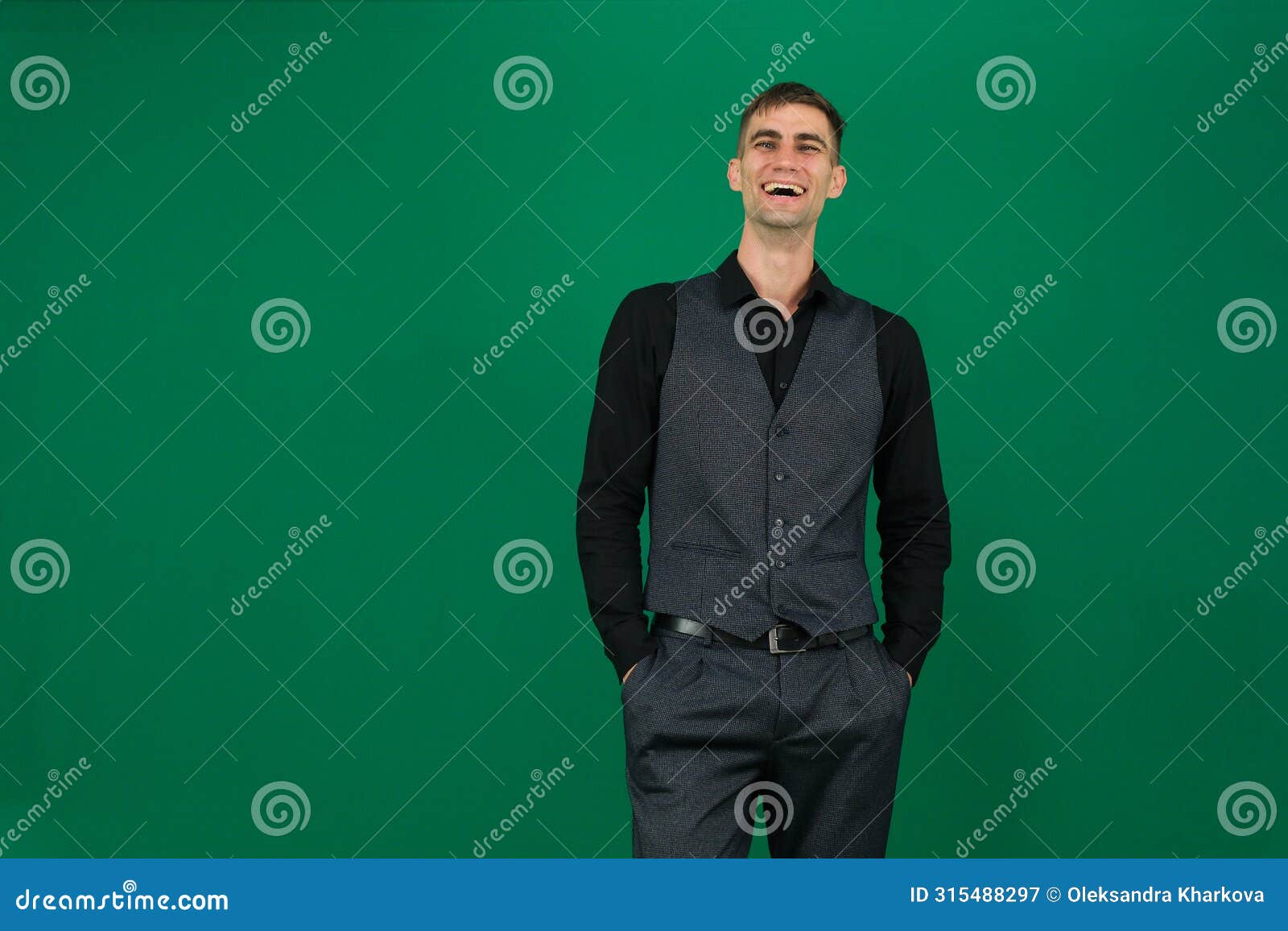 young business man full body  on a white and green background