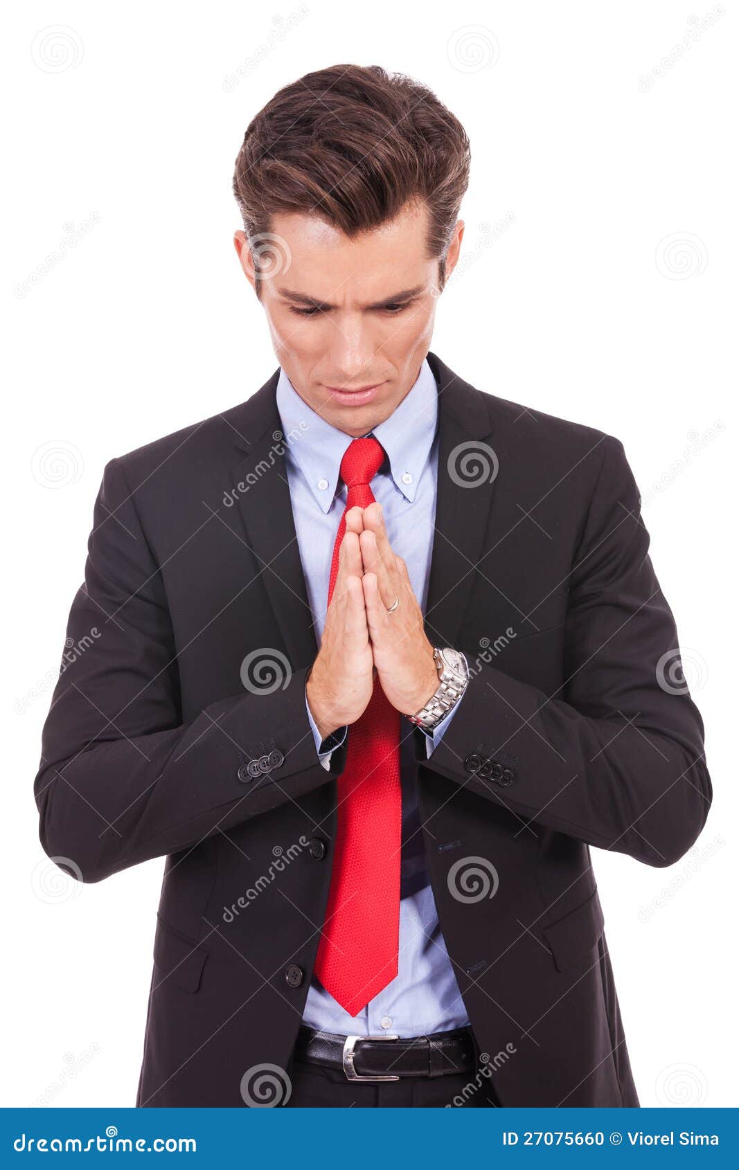Young business man praying stock photo. Image of bank - 27075660